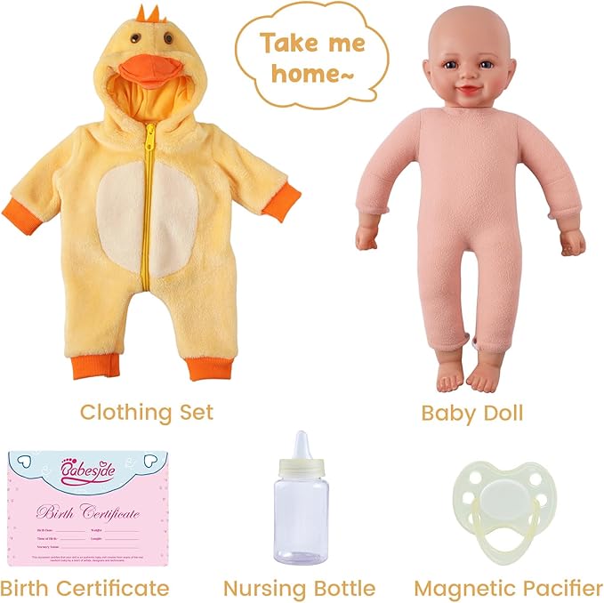 BABESIDE Toddler-Friendly 15-Inch Baby Dolls–Lightweight Soft Body Realistic Baby Doll Cute Smiling Lifelike Newborn Doll for Dress Up Play–Great Perceived Value for 3+ Year Old Girl Gift