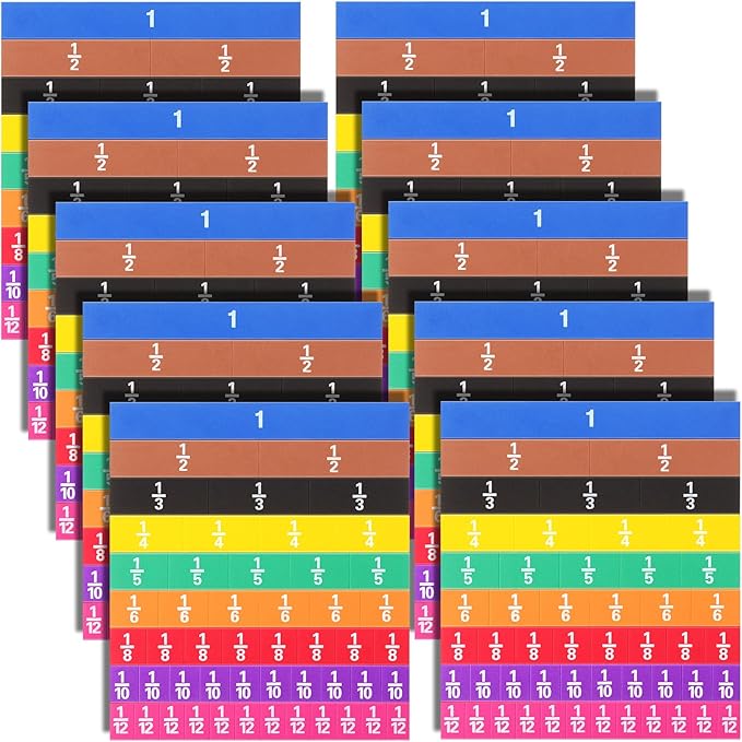 10 Sets Fraction Set for Math Classroom Fractions Manipulatives Math Manipulatives for Home School Supplies (Tiles)
