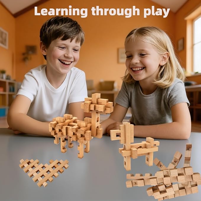 Animal Camel Educational Wooden Building Blocks -Chinese Mortise and Tenon Assembled into Various Shapes,STEM Toy Gifts for Kid and classroom,DIY Building Toys for Ages 5+ and Adults-37 Pcs