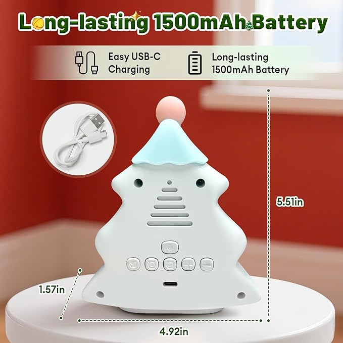 Christmas Tree Kids Alarm Clock, Digital Alarm Clock for Children with Snooze, 5 Ringtones, 8 Volume Levels, Gentle Night Light Timer, Easy-to-Read Display, Fun Holiday Wake Up Clock Gift