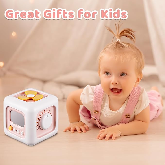 Busy Cube Toys for 1 Year Old Girl Gifts, Montessori for Baby Girl, Travel Sensory Toys for Toddlers 1-3, Learning Fine Motor Skills| 1st Birthday Girl Gifts 12 Months Stocking Stuffers