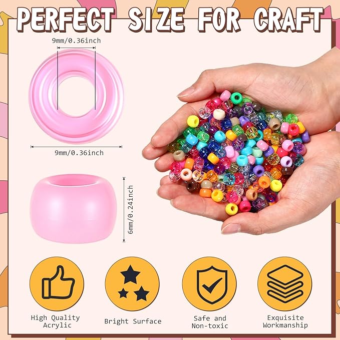 21000 Pcs Pony Beads Bulk 6 x 9 mm Plastic Kandi Beads for Bracelet for Multicolor Craft Making Rainbow Necklace Jewelry Key Chain DIY Braids (72 Colors,Bright)