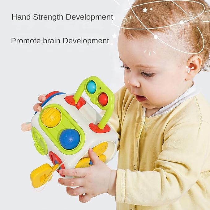 Busy Cube for Toddlers 1 Years Old, Montessori Toys for 1 Year Old - Ideal Gifts for 1 Year Old Boys Girls - Airplane Plane Car Travel Toys for 6 to 18 Months Toddlers Educational Learning Toys