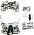 Clothes for 17cm Doll(Clothes Only)– 3-Piece Set Cute Elegant Outfit + Bow Headband + Collar Decoration for a Unique Dressed-Up Look– Fashion Handmade Accessories for Doll(White)