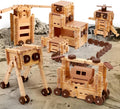 Jovi-mindly＆Notchies Space Wooden Blocks Set 101 PCS Create 40+ Shapes,Toys Educational Wooden Building Blocks Puzzles for Kids Ages 5-8 Boys and Girls,Truck/Excavator,FSC Certified
