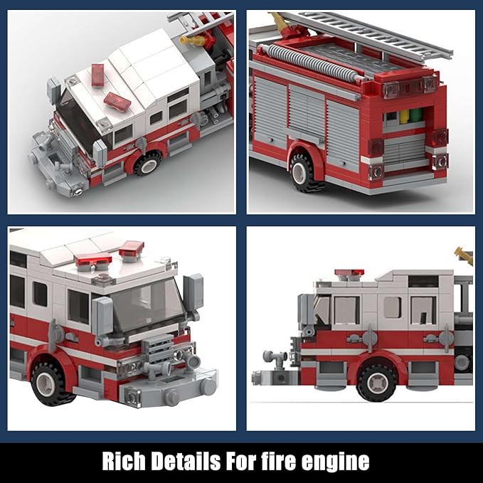 Firetruck Building Blocks Set, Small Firemech Model Kit, Fire Engine Toy Set, 422 Pcs Bedroom Decorations, Gift for Adults Christmas and Birthday.