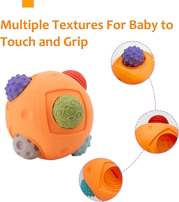 Balls for Toddlers 1-3 Baby Sensory Toys, Montessori Toys for Babies 6-12 Months Baby Toys, Sensory Ball BPA Free Teething Gift Toddler Balls Bath Toys with Bright Color Multi Textured