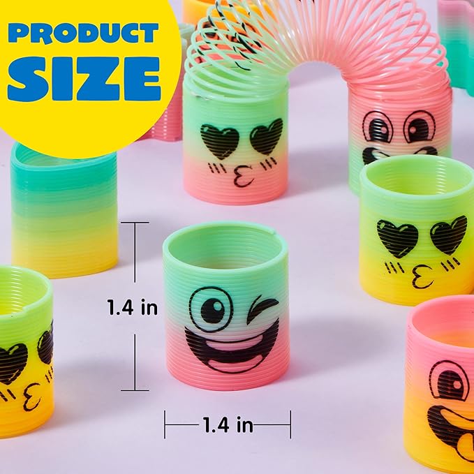 JOYIN 60 Pcs Spring Rainbow Party Favor, Mini Plastic Coil Spring Toy, Fidget Stress Coil Mini Springs Bulk Toys for Carnival Prize Birthday, Halloween Goodie Bag Stuffers