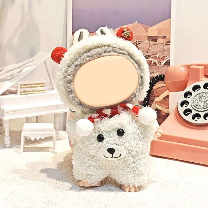 17CM Doll Clothes Set White Hood + White Bear Jumpsuit, Fashion Cute Dress-Up Clothes for Doll Accessories Outfit(No Doll Included)(LBB Clothes 2)