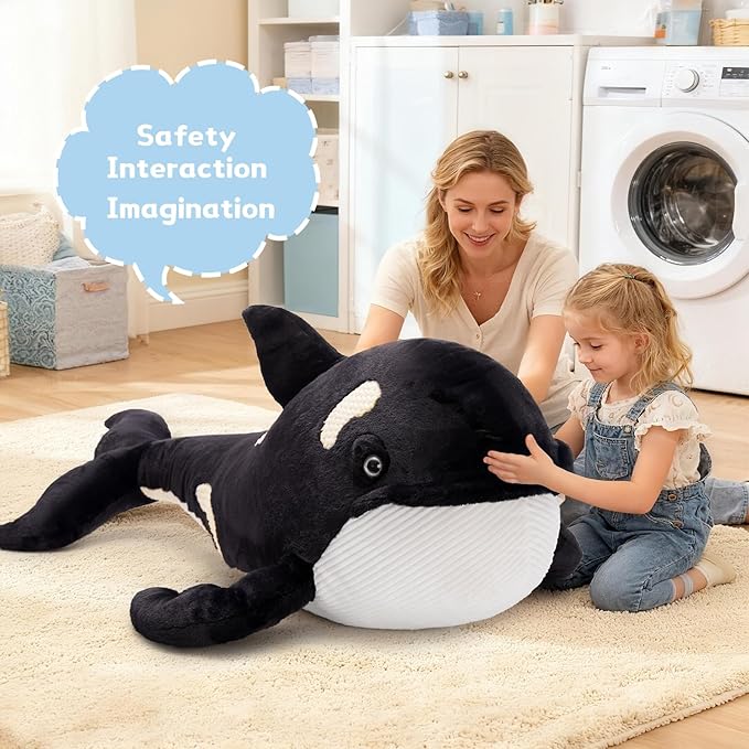 MorisMos 31.5Inch Orca Stuffed Animal, Soft Killer Whale Shark Plush Toy Orca Whale Plush Sea Animal Fish Doll for Kid