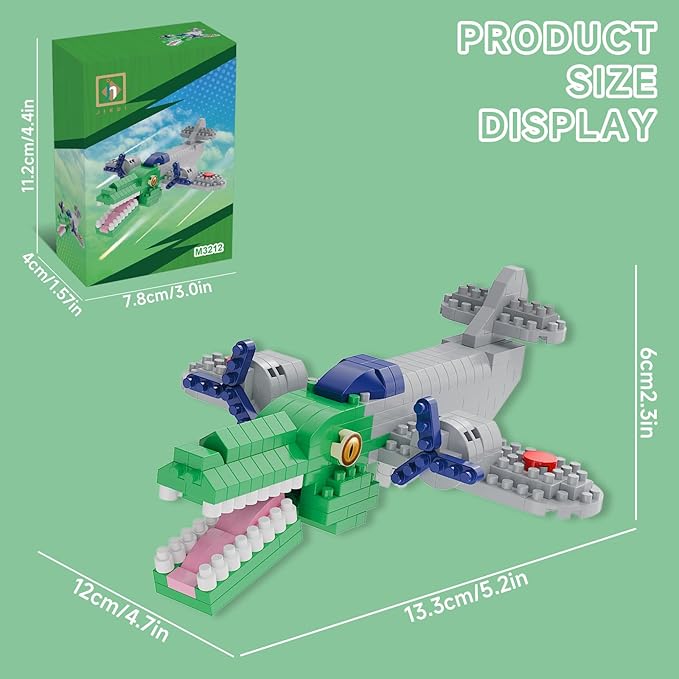 Italian Brainrot Action Figure Building Kit, Brainrot Toys, Creative STEM Construction Blocks, Collectible Desk Decor Gift for Adults & Teens 14+(BOMBARDIRO CROCODILO)