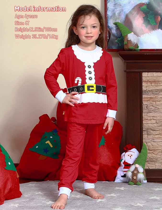 A&J DESIGN Pure Cotton Printed Pjs for 2-14 Years Kids, 2-Piece Long-Sleeved Pajamas Set