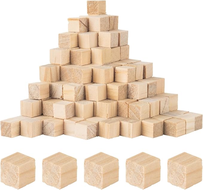 Unfinished Wood Cube Blocks for Crafts, 1cm Wooden Cube, Pack of 500 Small Nature Wood Square Blocks, Wooden Cubes for DIY Arts and Crafts Making