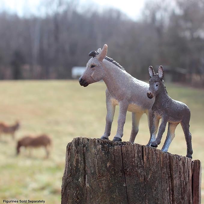 Safari Ltd. Donkey Figurine - Detailed 4" Plastic Model Figure - Fun Educational Play Toy for Boys, Girls & Kids Ages 3+ (Pack of 2)