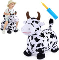 iPlay, iLearn Bouncy Pals Hopping Cow Horse, Toddler Girl Boy Inflatable Bouncing Animal Hopper Toy, Outdoor Indoor Plush Ride on Bouncer, Baby Birthday Gift 18 Month 2 3 4 Year Old Kid - Cow