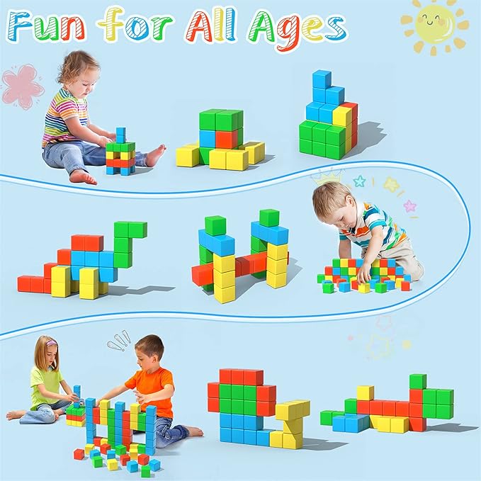Large Magnetic Blocks Travel,56PCS 1.34in Building Blocks for Toddlers 3-5,Magnet Cubes for Toddlers,Sensory Montessori Toys Sets Learning Construction Squares Stem Toys for Boy,Girl,Kids,Kit,Gift,4-8