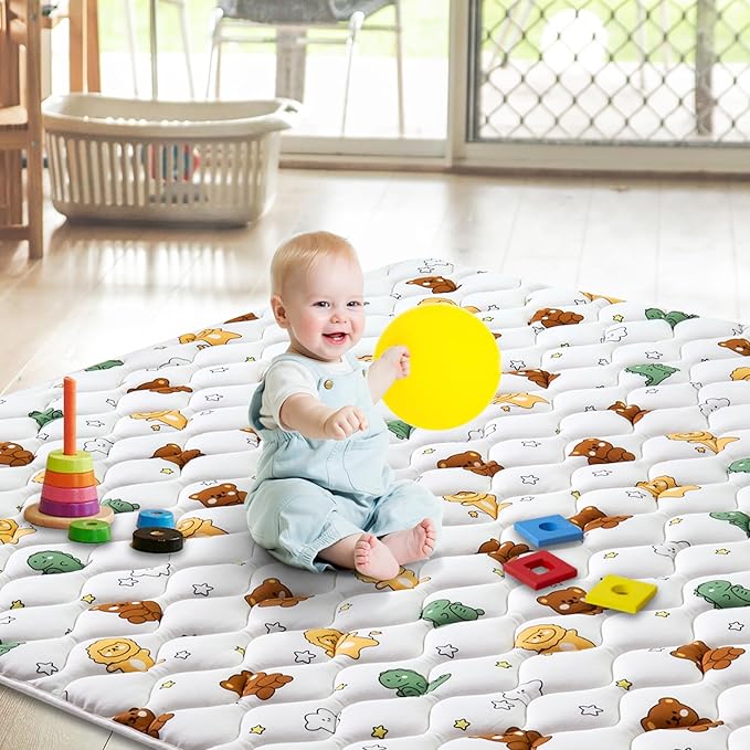 Premium Foam Baby Play Mat 47" X 47", Thicken One-Piece Crawling Mat, Non-Slip Cushioned Baby Playmats for Infants, Babies, Toddlers - Machine Washable for Easy Care