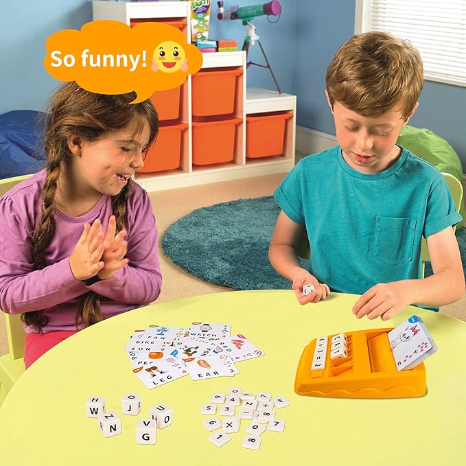 Educational Toys for Kids Ages 3-8, Matching Letter Spelling Game ABC Math Learning, Xmas Birthday Party Gifts for 3 4 5 6 7 8 Year Olds Boys and Girls Yellow