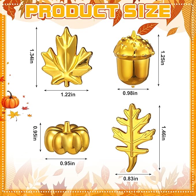Thyle 120-140 Pcs/ 1 Ib Fall Vase Filler Golden Pumpkin Maple Leaves Acorn Sensory Bin Fillers Small Leaves Tiny Pumpkin Acorn Statue for Fall Thanksgiving Home Table Table Scatters Favor Vase Filler
