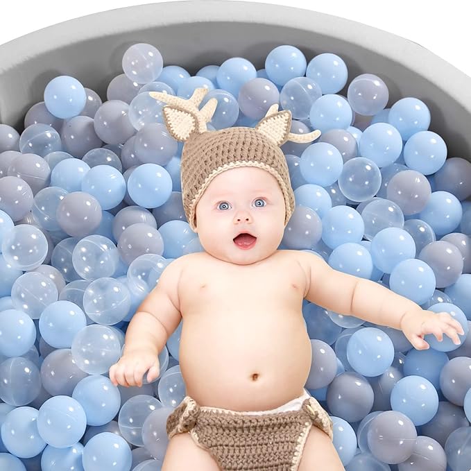 Ball Pit Balls Pack of 100 200 500 - Star and Round Set BPA Free Phthalate Free Non-Toxic Crush Proof Play Balls Soft Plastic Balls for Toddlers Baby Kids Birthday Pool Tent Party