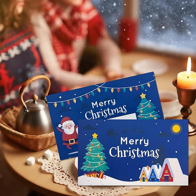 50 PCS Scratch Off Cards, DIY Custom Christmas Scratch Off Stickers, Your Own Game Tickets for Prizes Gift Scratch Cards for Small Business Holiday Birthday Party Favors Games Supplies (Blue)