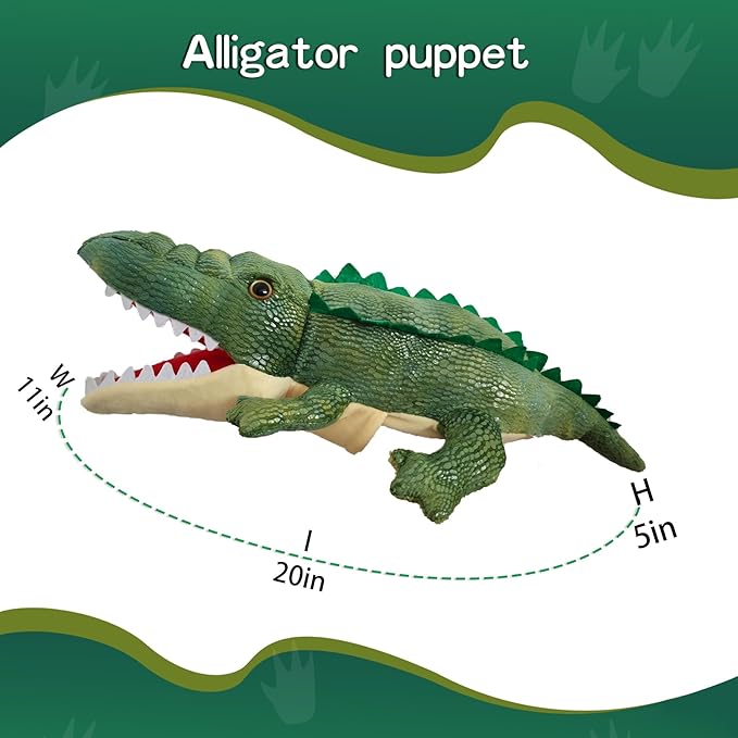 Hand Puppet Crocodile Puppet,Puppet with Movable Mouth, Role Play Story Animal Puppets,Soft Stuffed Crocodile Hand Puppets for Kids