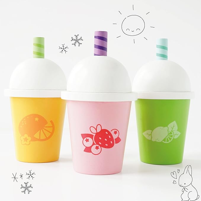 Le Toy Van - Childrens Wooden Honeybake Smoothie Cup & Juice - Set of 3 - Pretend Toy - Role Play Toy - Wooden Food for Kids - Kids Kitchen & Food Toys - Toys for 2 Year Olds +