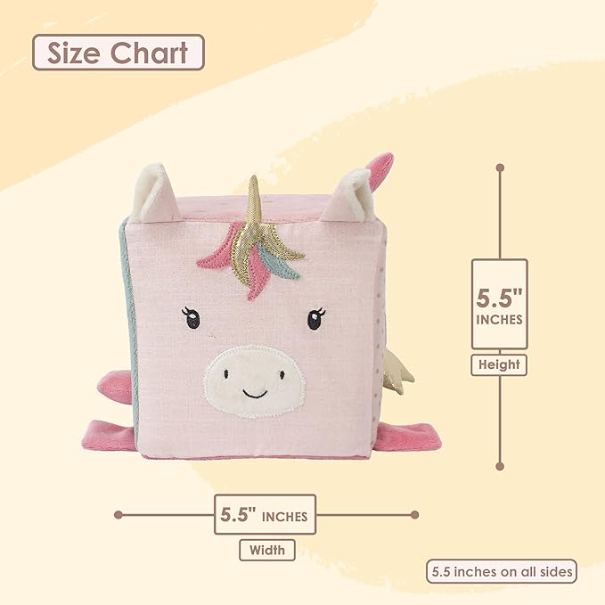 MON AMI Unicorn Activity Cube for Toddlers – 5.5x5.5x5.5”, Montessori Toys for Babies & Toddlers, Sensory Interactive Learning Toys