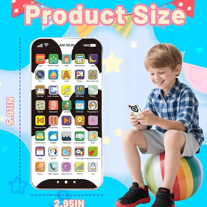 Kids Phone with 10,000+ Educational Content, Rechargeable Toddler Learning Phone with Music & Sounds, Pretend Play Cell Phone for Boys & Girls Ages, Best Gift for Toddler Toys