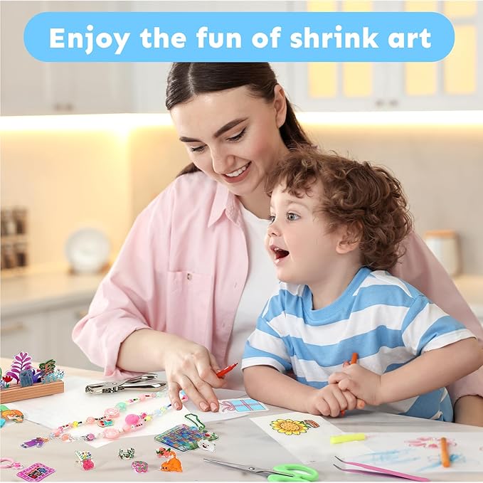Auihiay 50 Shrink Plastic Sheets, Mini Shrink Films Papers for Kids DIY Keychains Making, Easter Decorations Ornament and Mothers Day Gifts, 4 x 3 inch / 10 x 7.5 cm