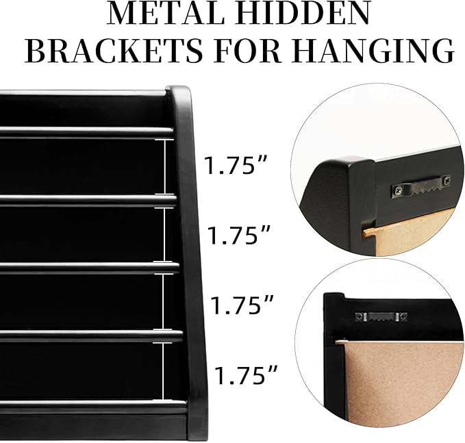 5 Rows Challenge Coin Holder Display Stand Holds 50 Coins for Wall Mount or Tabletop, Solid Wood Military Coin Rack Display Case for Army Collectibles, Black