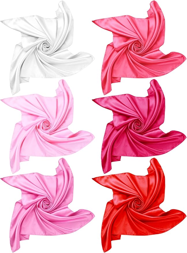 Boao 6 Pieces Chiffon Scarf 1950s Square Neck Head Scarfs Vintage Soft Polyester for Women Lady