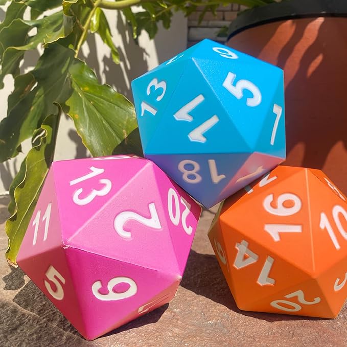 KESS Giant D20 Foam Dice: Oversized 20-Sided Dice for RPG and Collectors - 6 Vibrant Colors, Perfect for Outdoor Fun in Backyard, Pool, Beach. Ages 6+ (Purple)