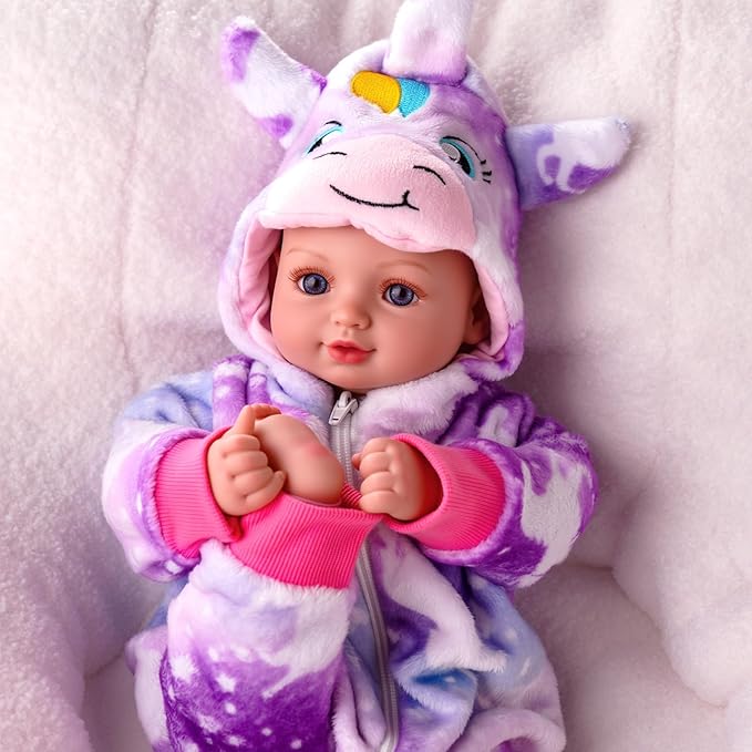 BABESIDE Baby Doll Girl - 15-Inch Realistic Baby Doll with Blue Eyes, Soft Body in Unicorn Outfit Life Like Baby Dolls That Look Real for 3 4 5 6 7 8 9 Years Girl, Birthday Gift and Pretend Play