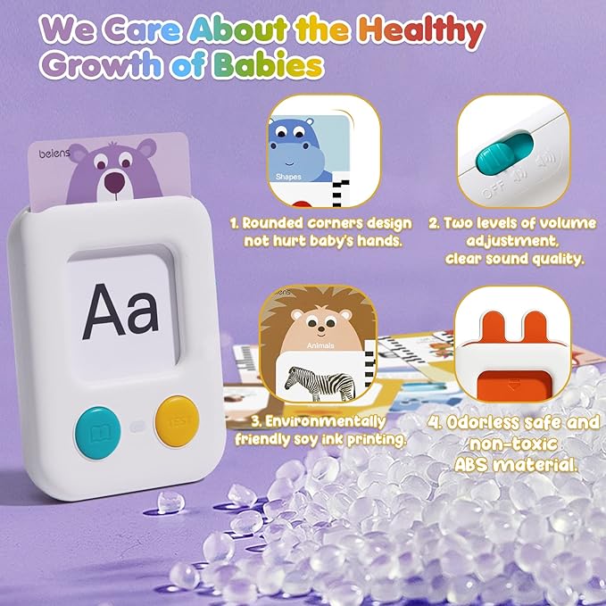 beiens Premium Talking Flash Cards for Toddlers 2-6 Years | Eco Friendly Child-Safe Materials | Award-Winning Speech Therapy Toys | Montessori ABC Learning System + Autism Sensory Development Tools