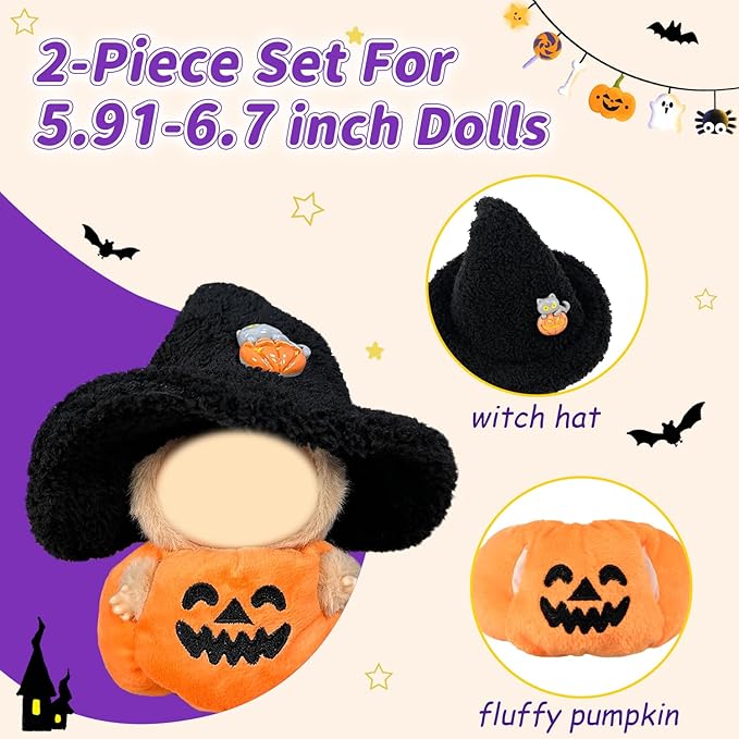 Doll Clothes 17cm/15cm Outfit Set Party Clothes High-End Fashion Outfits Suitable Accessories Christmas Cloak Halloween Premium Clothing 5.91-6.7 inch (No Doll) (01, CUTE02)