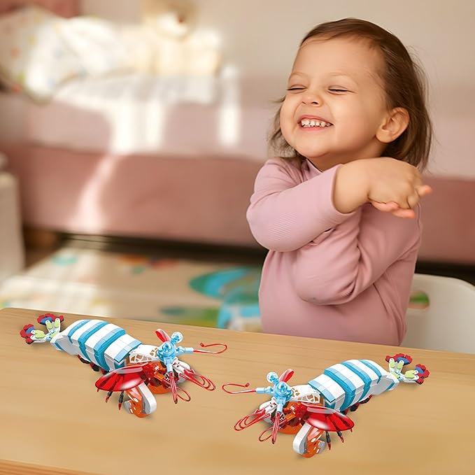 429PCS Micro Brick Ocean Animal Mantis Shrimp Toys Building Sets,Animals Botanical Collection Blocks Model for Adult Toys,Home Decor and Office Art Creative Gift,for Teens Ages 6+ Kids
