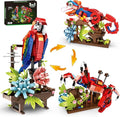 3 in 1 Parrot Building Block Set, Creative Animal Flower Construction Toy for Kids, Transform into Parrot, Chameleon & Crab Figures – Ideal for Home Decor & Creative Gifts