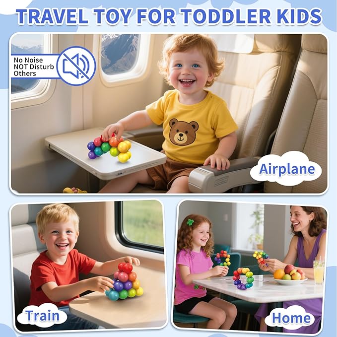 Autism Sensory Toys for Autistic Children, 3 Pack Fidget Toys for Kids Adults, Autistic ADHD Rainbow Ball Stress Toy, Stocking Stuffers Airplane Car Travel Essentials Calm Down Toddler Activities Toy