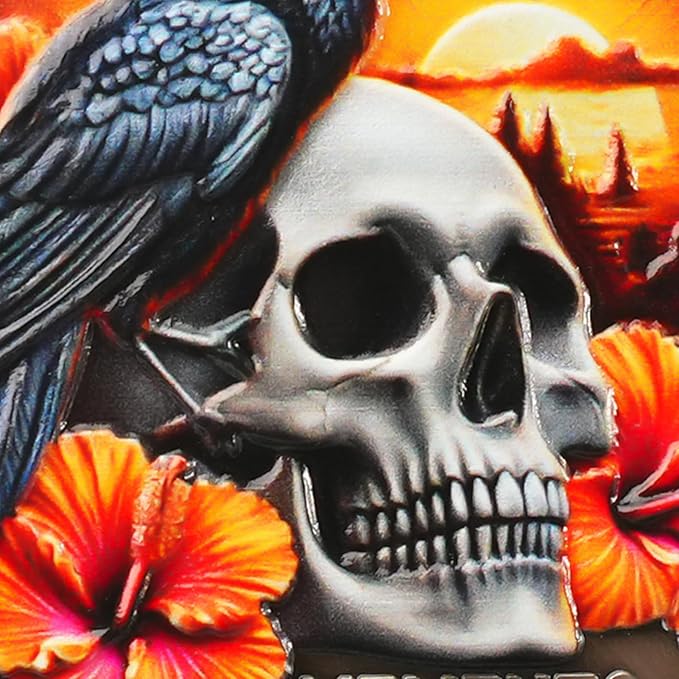 AtSKnSK Memento Mori Coin Momento Mori Coin Skull Coin Stoic Gifts Memento Mori Calendar Living Memento Mori Amor Fati Coin (Twilight Raven Skeleton)
