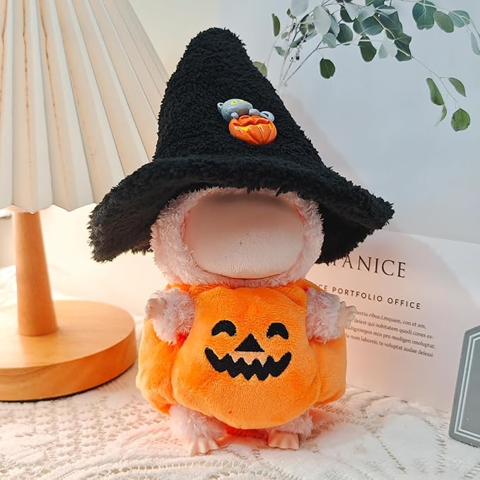 17cm Clothes Set(NO Doll), Hat & Overalls Set for 17cm Accessories Suit, Cute Clothes for Dress up Unique Style, Stylish Adorable Dolls Clothes Accessories (Little Pumpkin)
