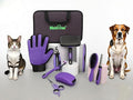 Pet Hair Grooming Tool Kit-9 Packs Dog Cat Grooming Kit Pet Dog Cat Grooming Supplies Washing Gloves Slicker Brush Kit Nail Grider Trimming Tools Pet Toothbrush Comb and Grooming Scissors Set