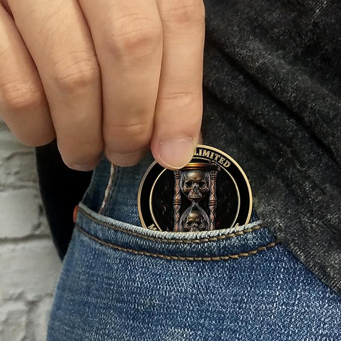 AtSKnSK Memento Mori Coin Momento Mori Coin Skull Coin Stoic Gifts Memento Mori Calendar Living Memento Mori Amor Fati Coin (Crack Time Warning)