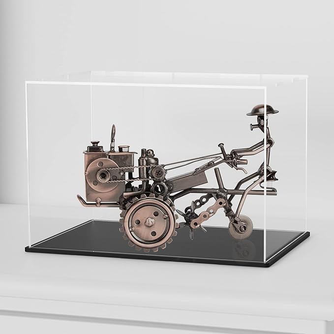 Large Acrylic Display Case for Figures, Clear Acrylic Box with Black Base for showcaseing Miniature, Toys Collectables and Dolls 16 (L) × 12 (W) × 10 (H) inch