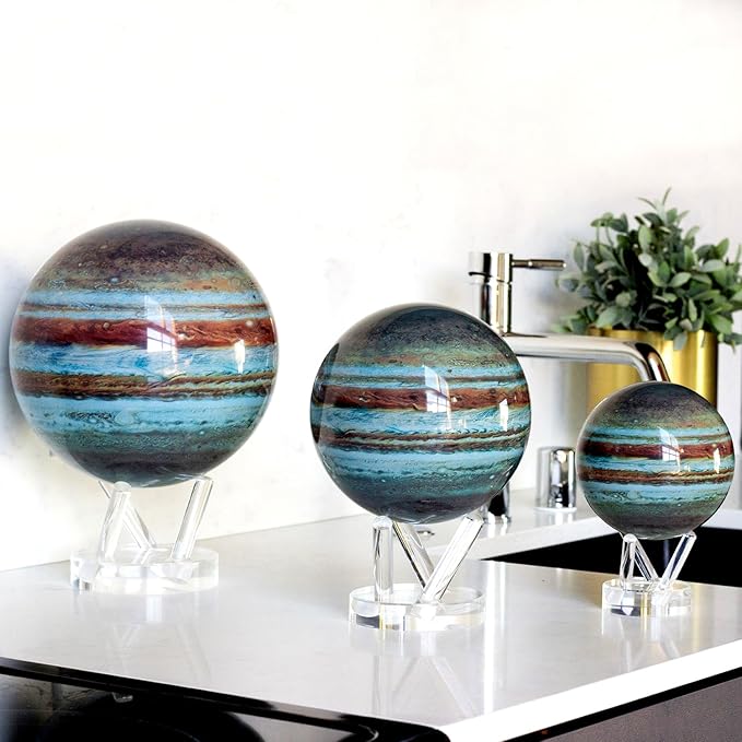 MOVA Jupiter Globe 6” – Solar-Powered Rotating Planet Display for Desk or Shelf | No Batteries or Wires | Floating-Style Space Decor