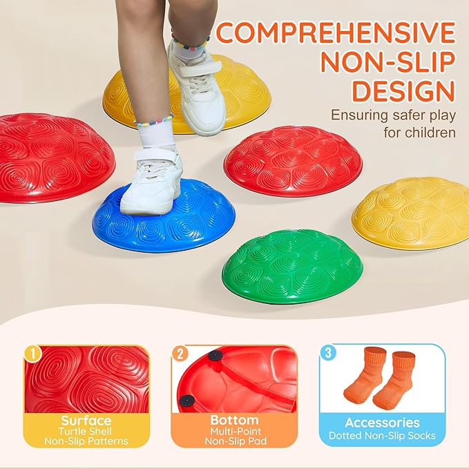 VEVOR Turtle Balance Stepping Stones, 6 PCS, Up to 220 lbs Kids Turtle Jumping Stones Steps Stones, Toddler Obstacle Course Coordination Game Toys Indoor or Outdoor Play for Children Aged 3 4 5 6 7 8+