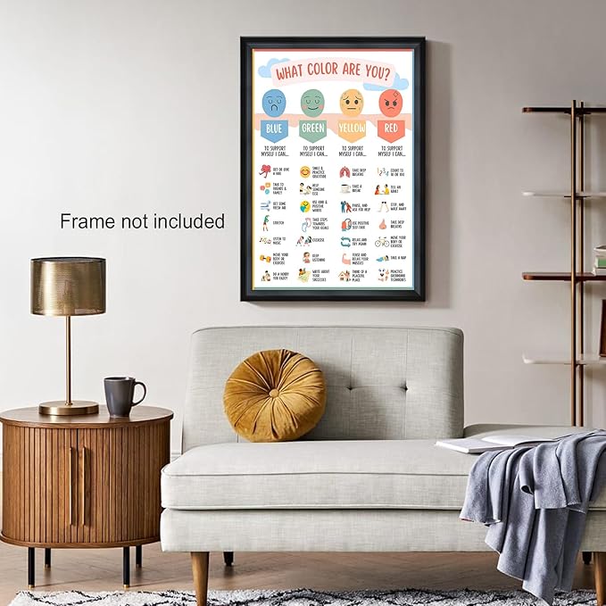Mental Health Canvas Wall Art Feelings Chart Emotions PosterAwareness Preschool Emotions Faces Calm Prints Calm Down Corner Home for Kids Room Classroom Wall Decor 24x36in Unframed