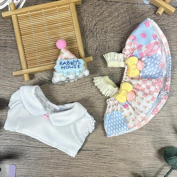 Clothes Set - Cute Outfit, Stylish Dress-Up for Dolls (No Doll Included) (Birthday hat+Jacket+Suspender Skirt)