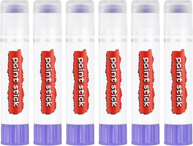PATIKIL Tempera Paint Sticks, 6 Pcs Solid Tempera Paints Sticks Washable Bulk Markers Pen Quick Drying for Artists Beginners Art Supplies, Light Purple