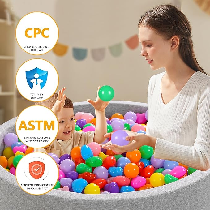 Ball Pit Balls Pack of 100 200 500 - Star and Round Set BPA Free Phthalate Free Non-Toxic Crush Proof Play Balls Soft Plastic Balls for Toddlers Baby Kids Birthday Pool Tent Party